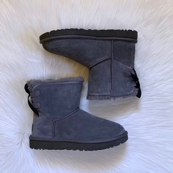 UGG Mini Continuity Bow Boots In Charcoal - Picture 6 of 8